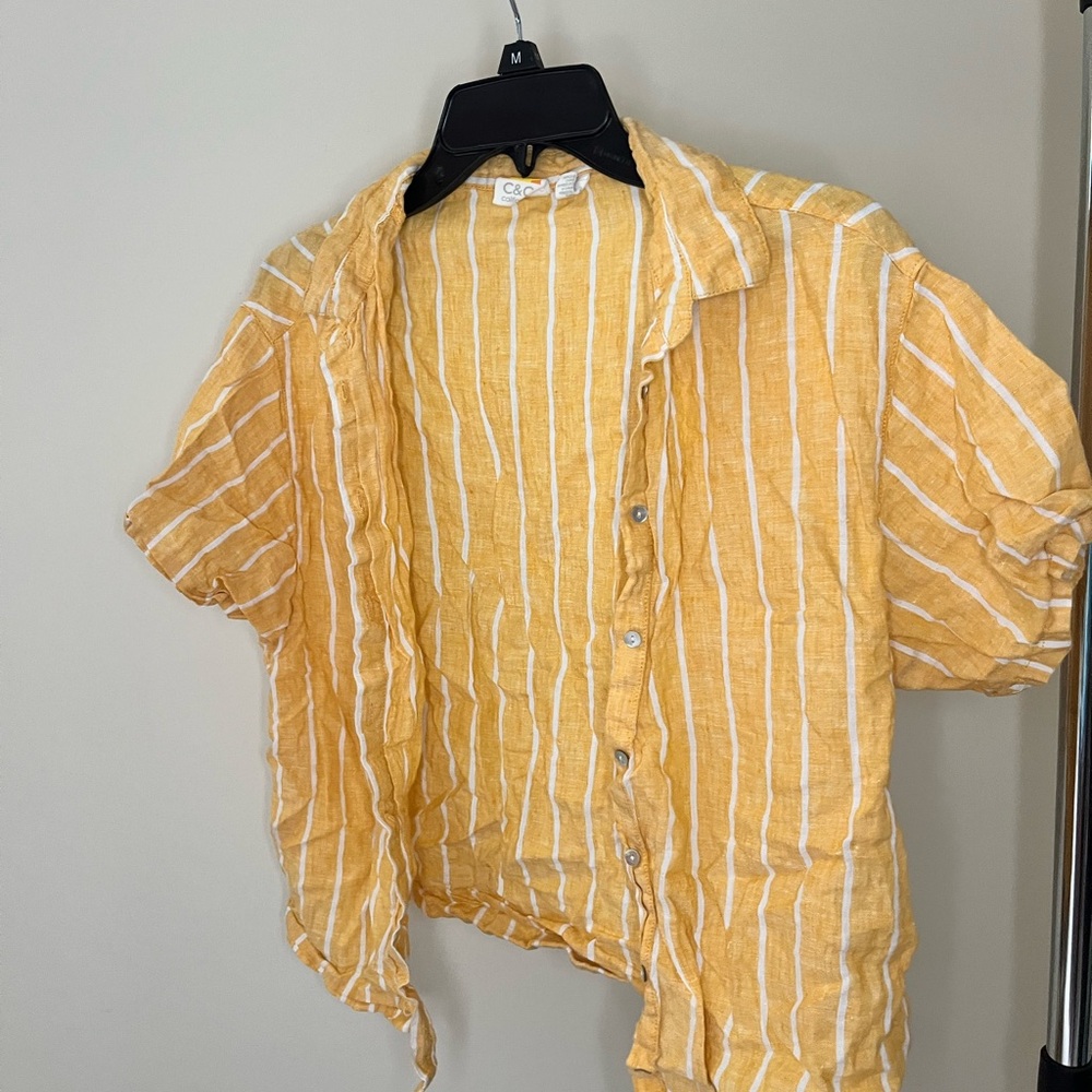 C&C California Mustard and White Striped Shirt